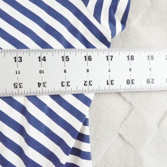 J. McLaughlin Catalina Cloth Faux Wrap Dress Womens Large Striped Blue White - Picture 5 of 11